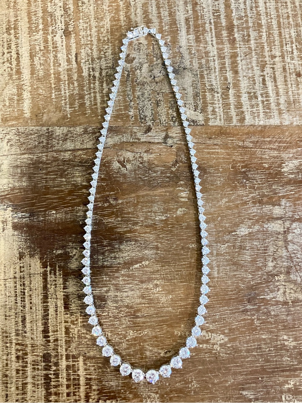 Sterling Silver Graduated Cubic Zirconia Necklace ILU 925 China